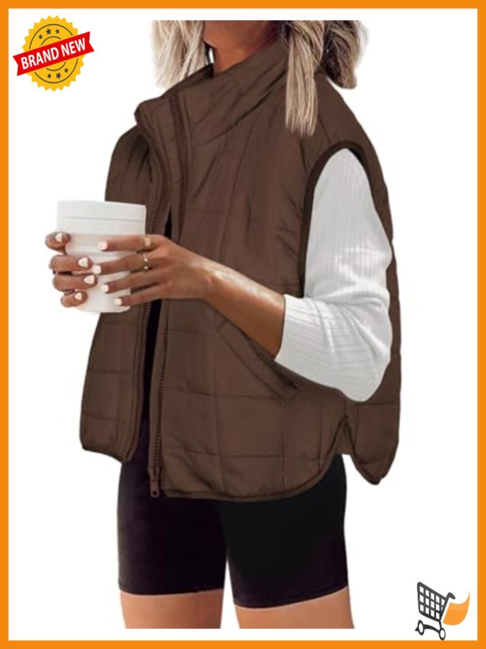 Women's Quilted Zip Up Puffer Vest Sleeveless Stand Collar Outerwear